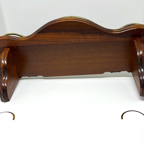 Vintage  Homco MCM Wood Wall Shelves Gold Tone Railings - Picture 7 of 12